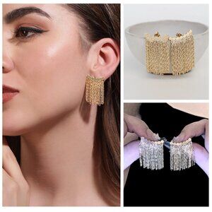 NEW Fringe Benefits 18K Gold Sterling Plated Minimal Boho Cascade Earrings